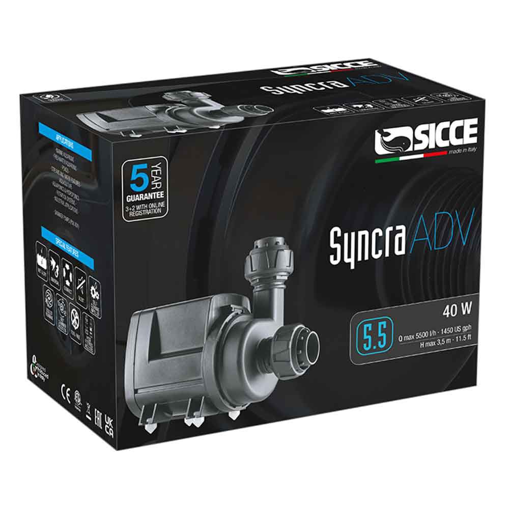 Sicce Pompa Syncra ADV 5.5 pompa di ricircolo interna/esterna regolabile 5500L/h cavo 10 metri