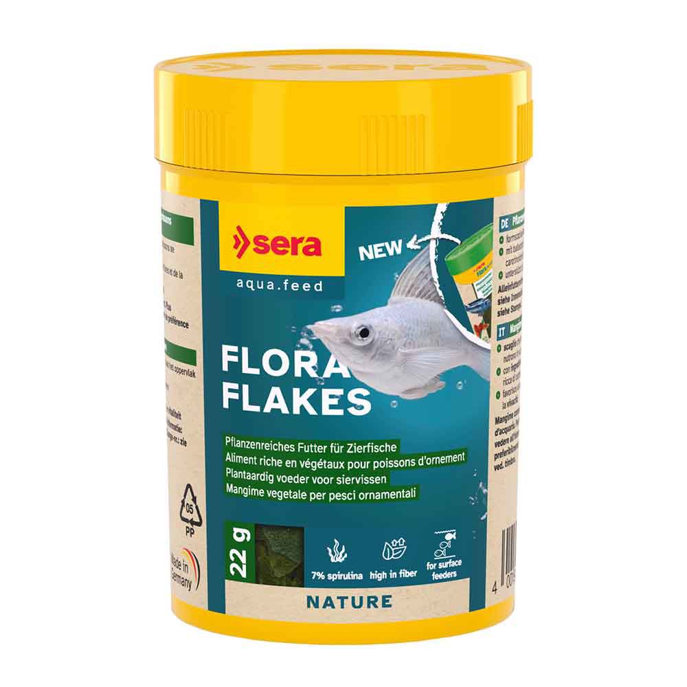 Sera Flora Flakes Mangime vegetale per pesci che si nutrono in superficie 100ml 22g