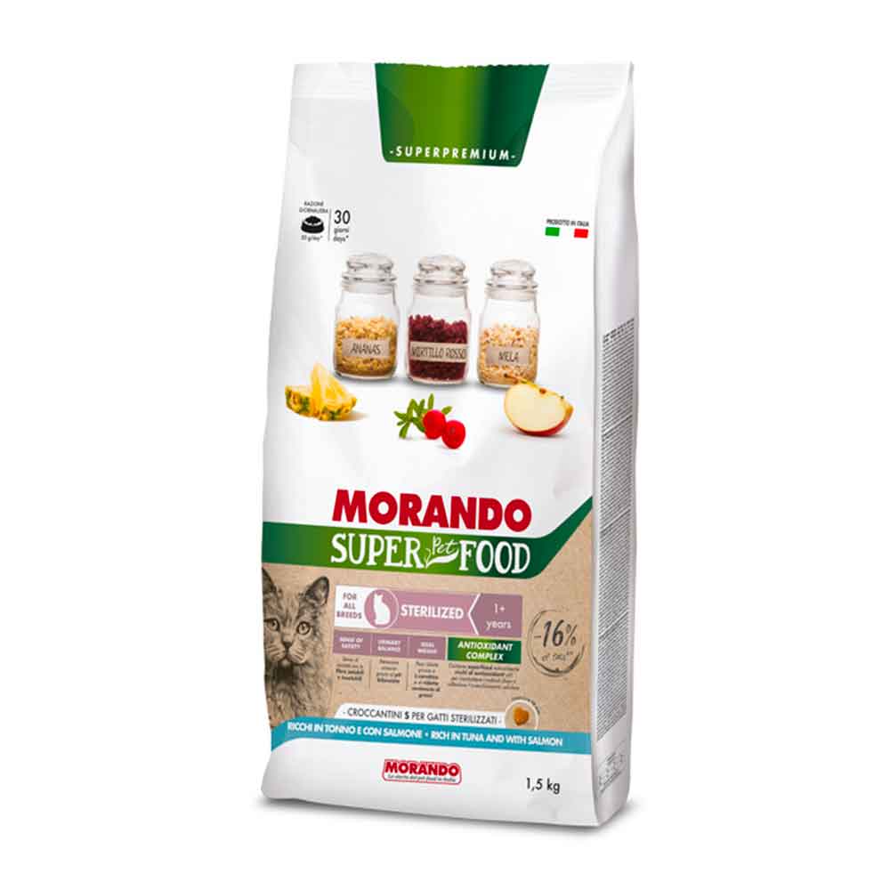 Morando Superpremium Crocchette Sterilized S per Gatti Ricchi in Tonno e con Salmone 1,5Kg
