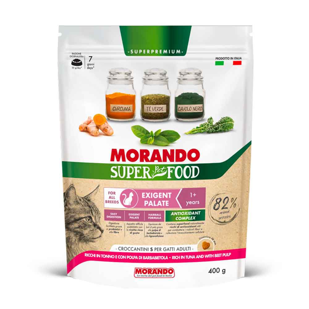 Morando Superpremium Crocchette Exigent Palate S Ricchi in Tonno e con Polpa di Barbabietola 400g