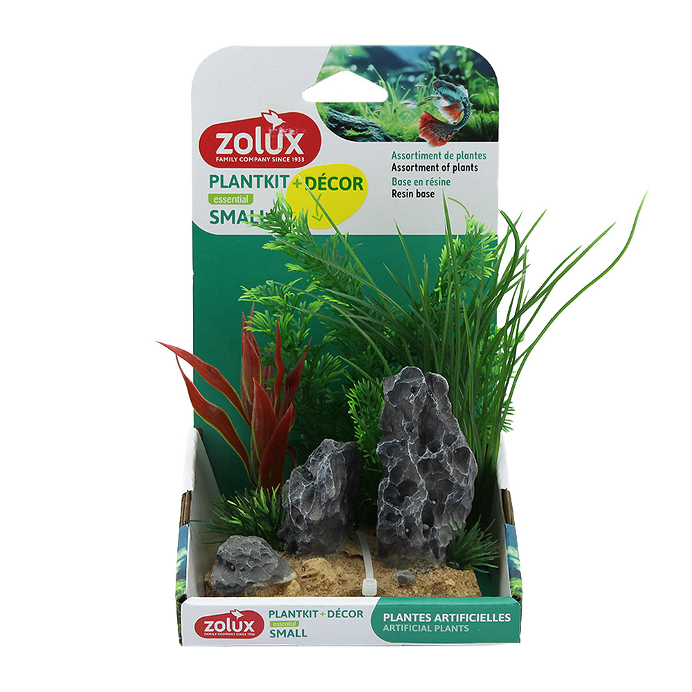 Zolux PlantKit Decor Small 3 Assortimento Piantine in plastica e Rocce