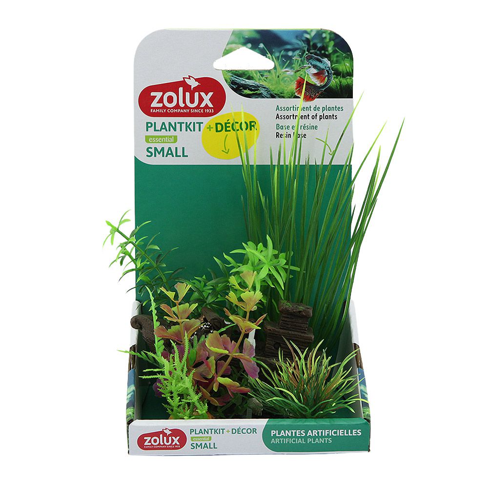 Zolux PlantKit Decor Small 4 Assortimento Piantine in plastica e Relitto