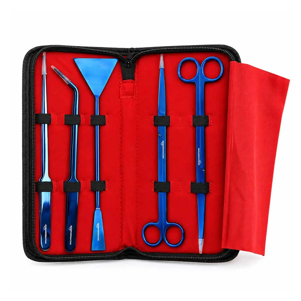Acquariomania Kit Attrezzi Professionali per Aquascaping Acciaio Inox 5 Pezzi con Custodia