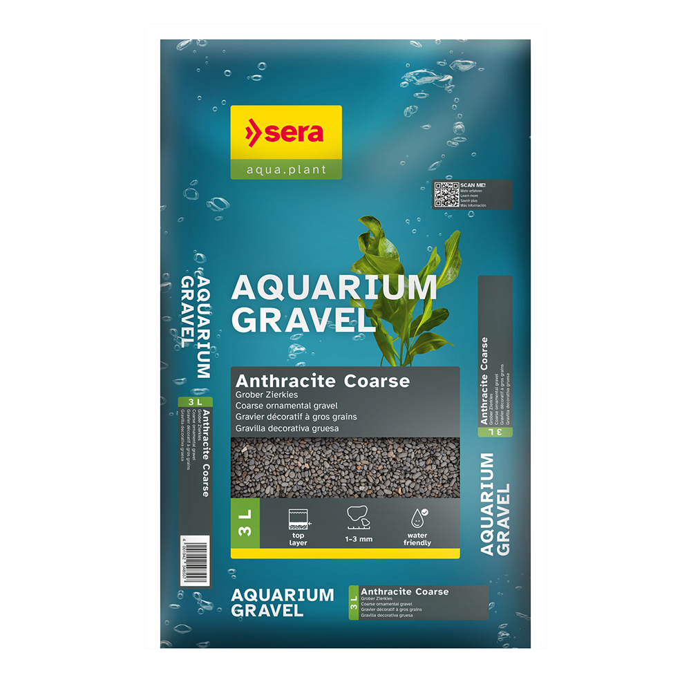Sera Aquarium Gravel Anthracite Coarse Ghiaia Grigia 3 L