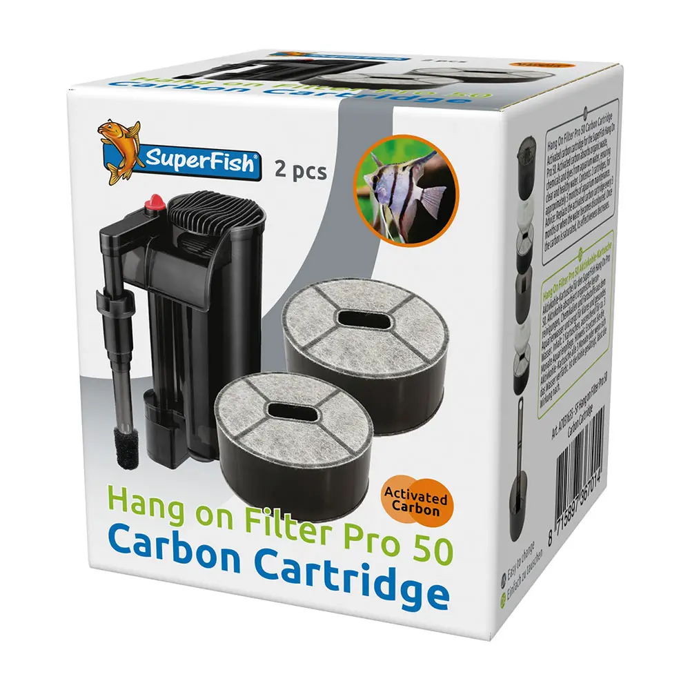 Superfish Hang on Filter Pro 50 Carbon Cartridge Ricambio Cartuccia Carbone 2pz