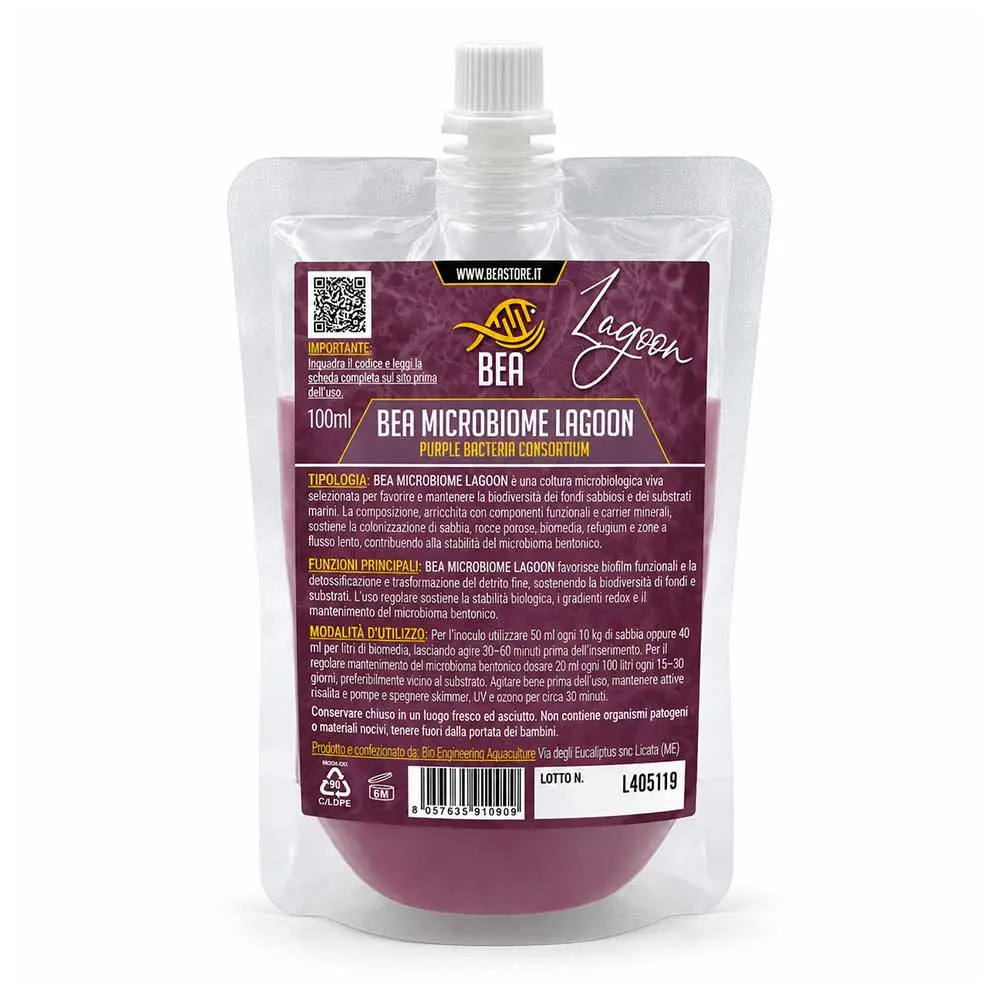 BEA Microbiome Lagoon Batteri vivi per fondi e substrati dell'acquario marino 100 ml