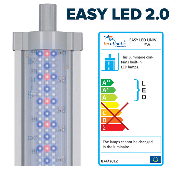 Aquatlantis Easy Led Universal 2.0 Marine & Reef Lampada per attacco T5/T8/singola (ex 54W) 1047 mm 52W