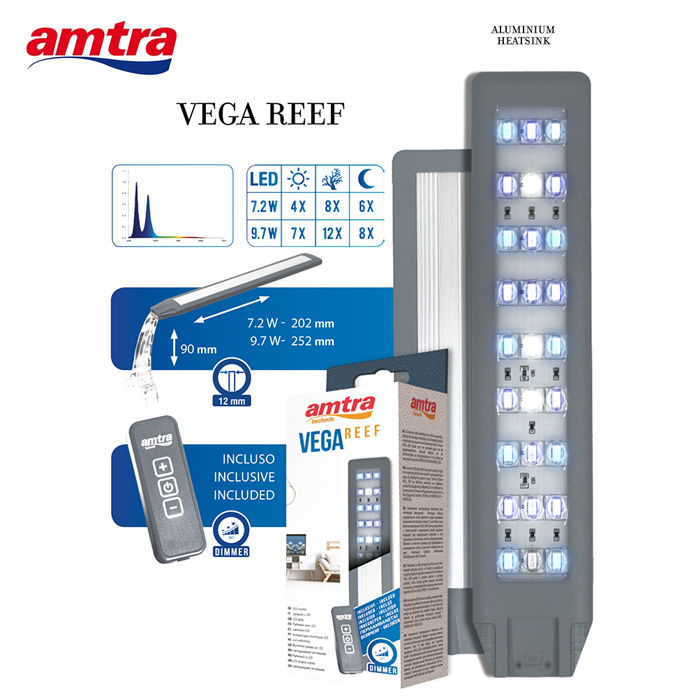 Amtra Vega Reef Plafoniera a Led per marino con dimmer 7,2W 202mm