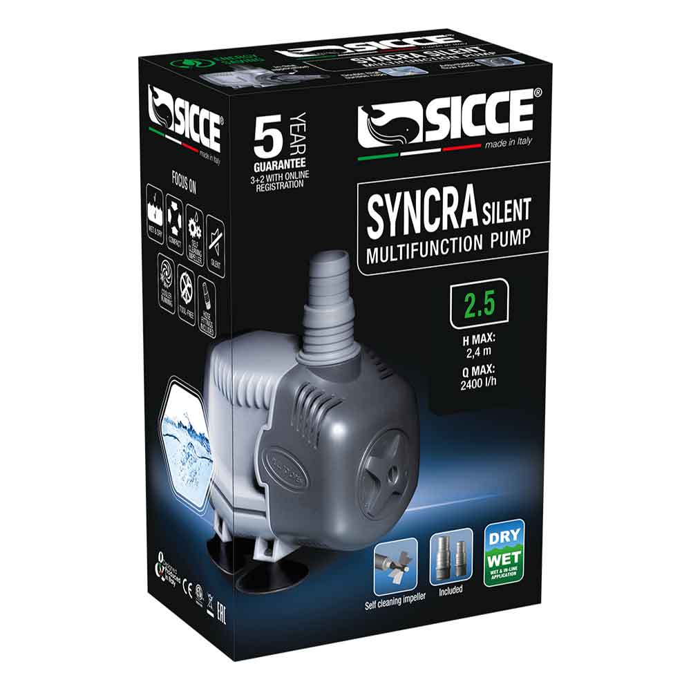Sicce Pompa Syncra Silent 2.5 pompa di ricircolo interna/esterna regolabile 2400L/h