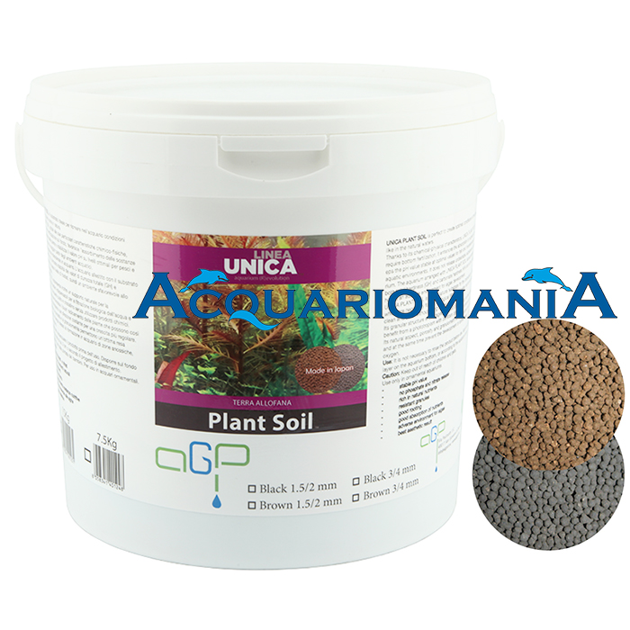 Unica Plant Soil Fondo substrato fertile per acquari piantumati Brown 3/4 mm 7,5 Kg secchio