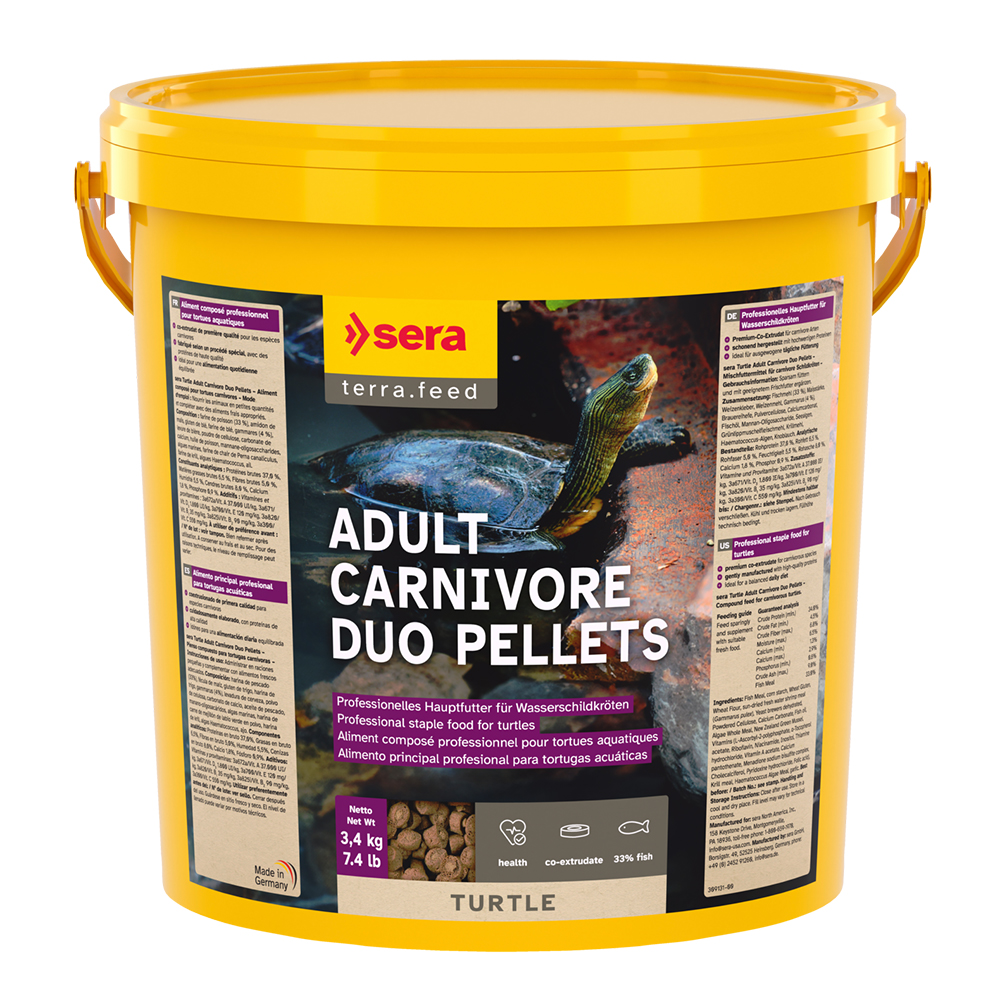 Sera Adult Carnivore Duo Pellets Professional Turtle per Tartarughe d'acqua 10l 3,4Kg