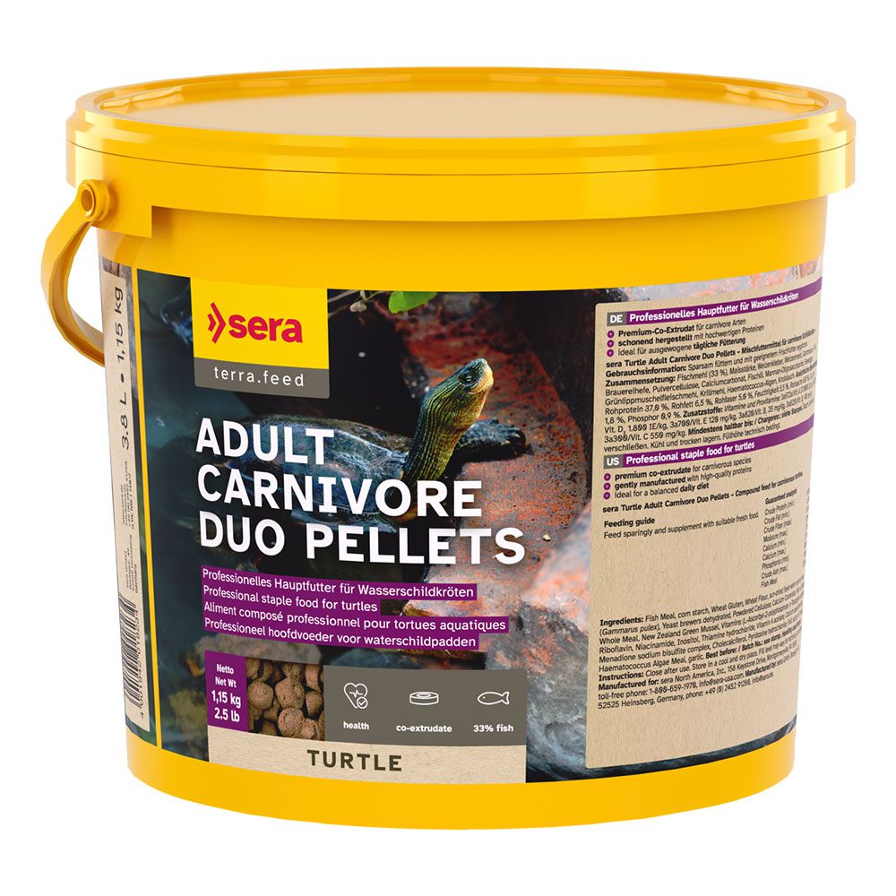 Sera Adult Carnivore Duo Pellets Professional Turtle per Tartarughe d'acqua 3,8l 1,15Kg