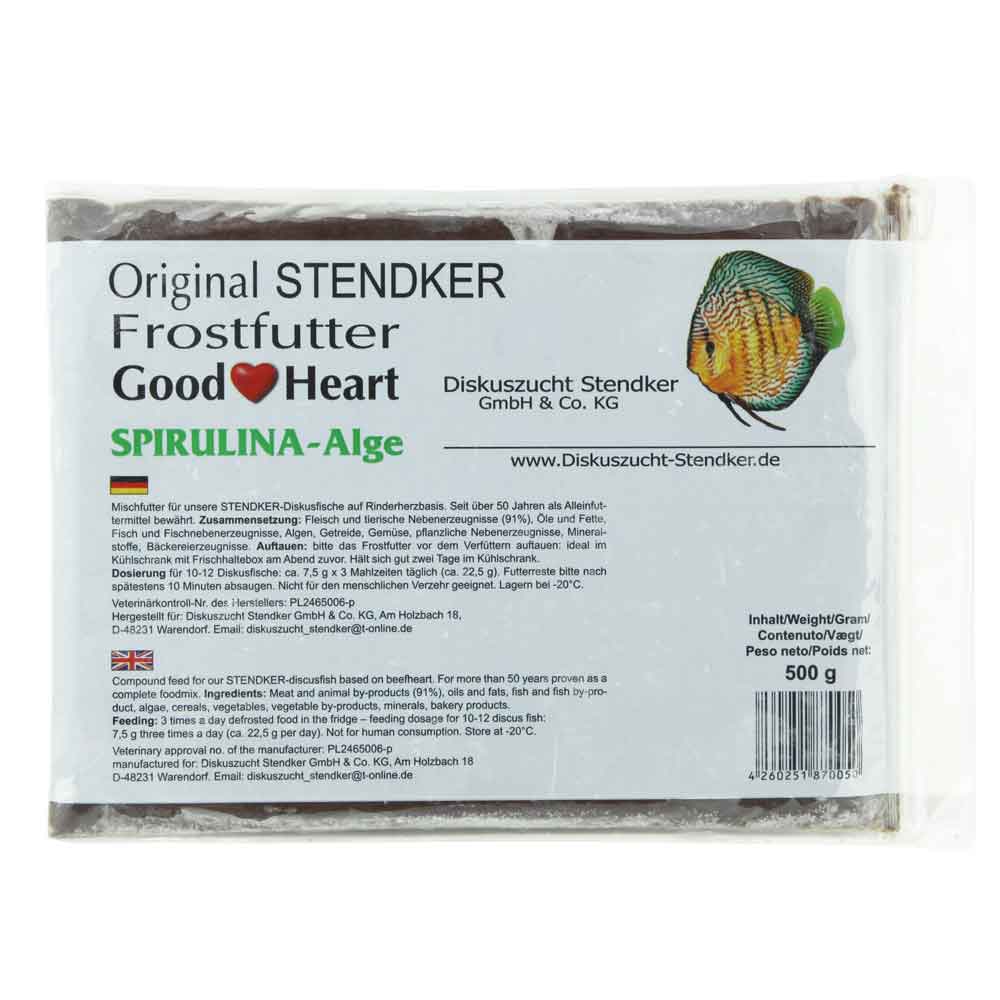 Stendker Good Heart  Spirulina Alge Pastone per Discus mangime congelato 500g