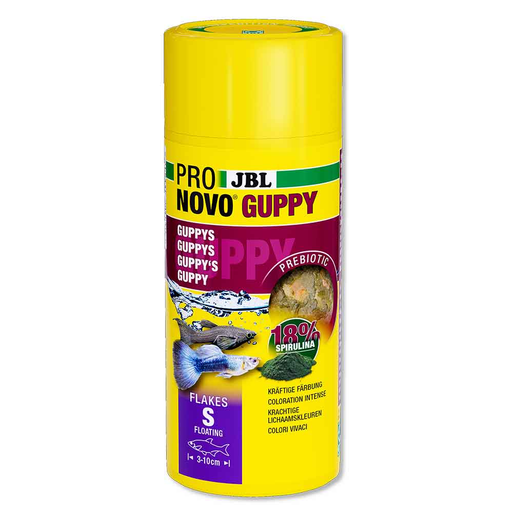 Jbl ProNovo Guppy Flakes S con Spirulina e Prebiotici 250ml 45gr
