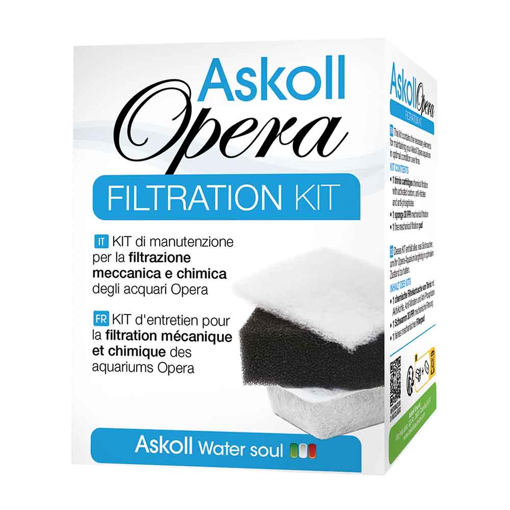Askoll Opera Filtration Kit Pad Trivalente e spugne per Acquario Opera tutti i modelli