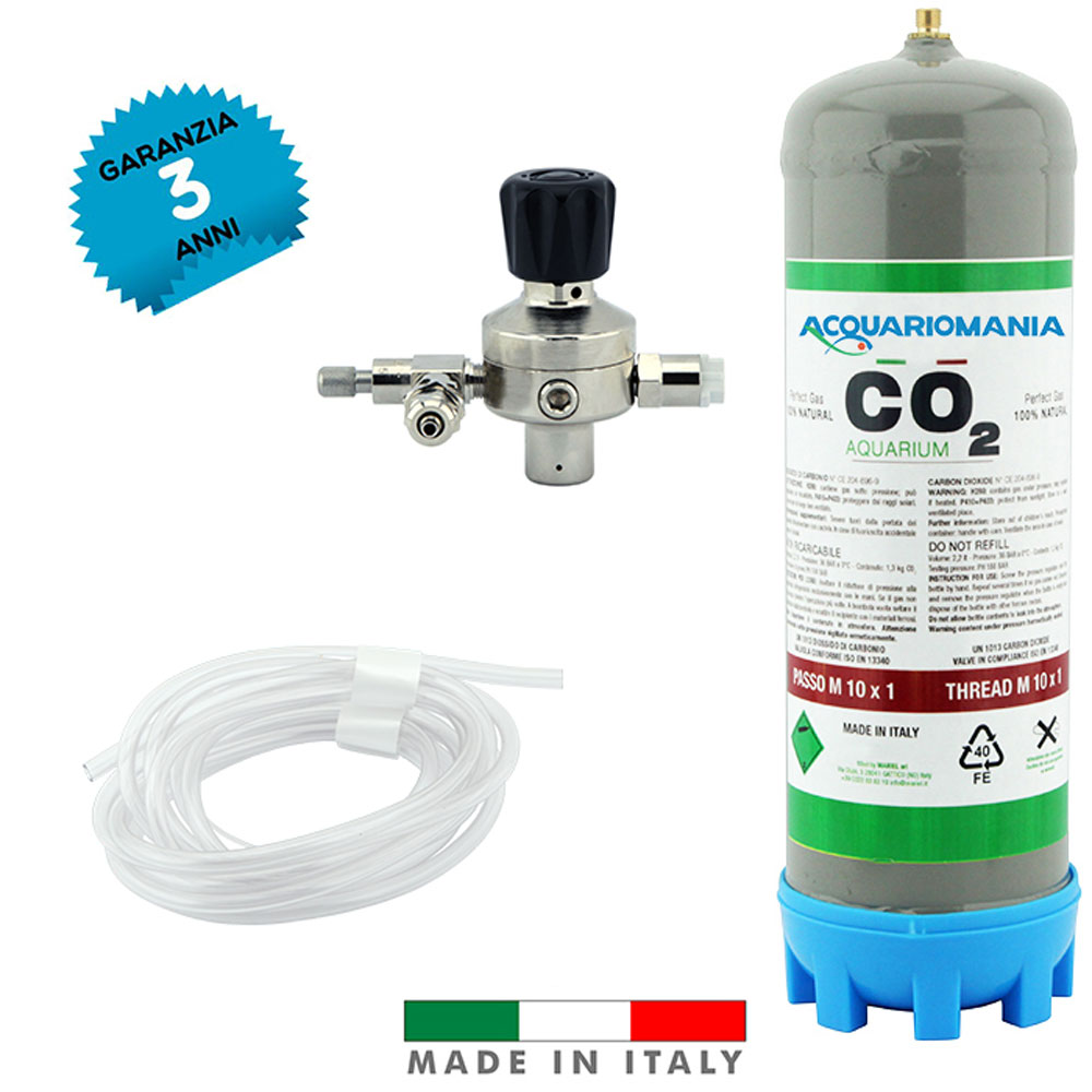 Acquariomania Impianto CO2 Minor 2 Eco Bombola 1300g Riduttore di pressione e Tubo