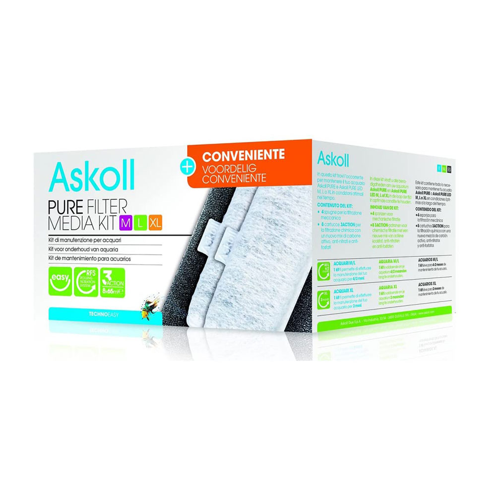 Askoll Pure Filter Media Kit M L XL Conveniente con cartucce 3Action