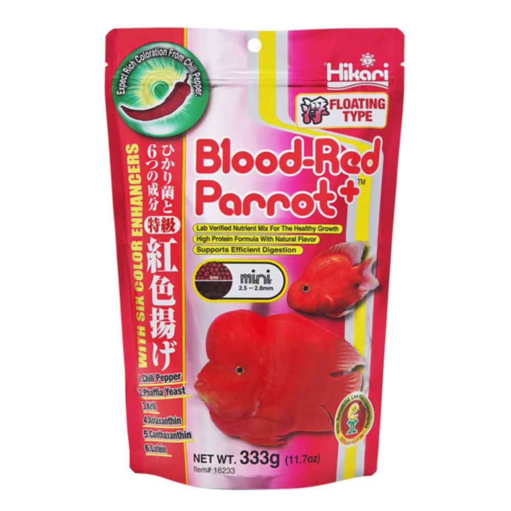 Hikari Blood Red Parrot Mini pellet alimento con peperoncino 333g
