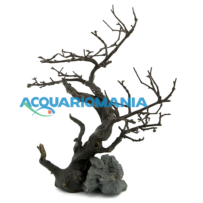 Askoll Orn Wood &amp; Rock Black M Roccia decorativa in resina atossica 26X22X32 cm