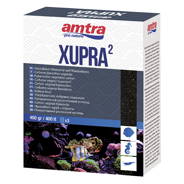 Amtra Xupra 2 Carbone Iperattivo vegetale per acqua dolce e marino 3x150g per circa 400 litri