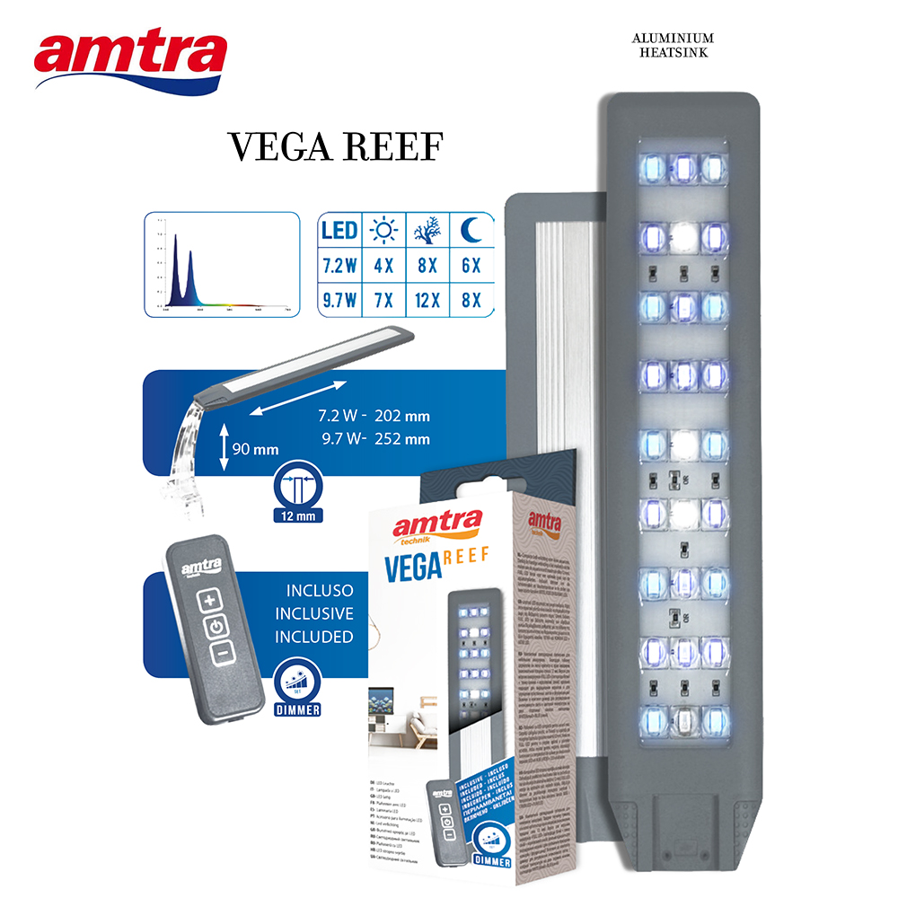 Amtra Vega Reef Plafoniera a Led per marino con dimmer 9.7W 252mm