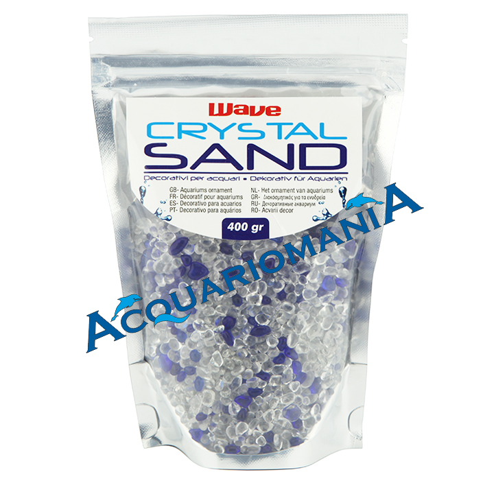 Wave Crystal Sand Ghiaia decorativa in vetro 5mm circa Bianco/Blu 400gr