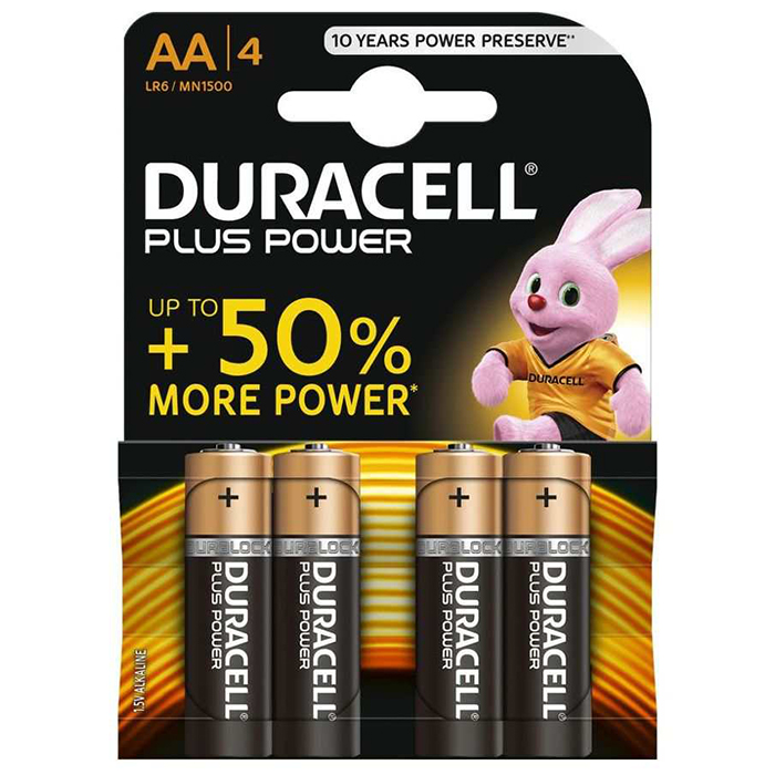 Duracell Batteria Pila Plus Power Stilo AA 4 pz